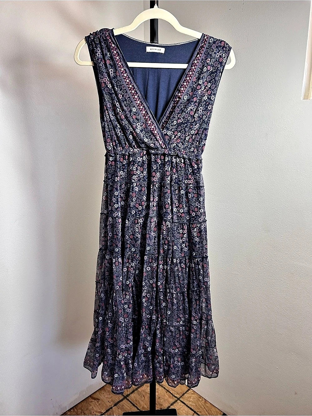 Max Studio Floral Maxi Dress in Blue & Pink Like New